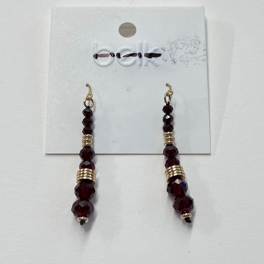 Striking Red and Gold Faceted Earrings